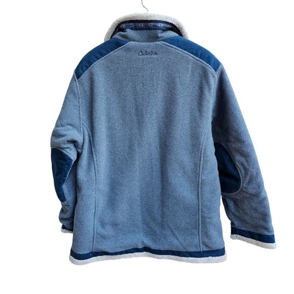 Cabelas Sherpa Fleece Jacket Gray & Blue Lined Full Zip Jacket Barn Coat, Large - Picture 3 of 11